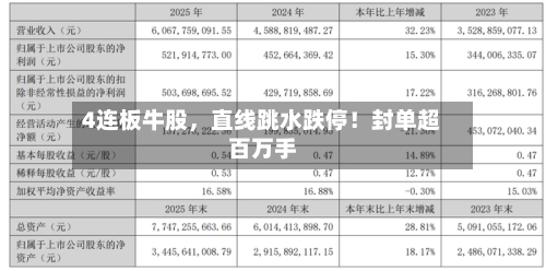4连板牛股，直线跳水跌停！封单超百万手-第2张图片